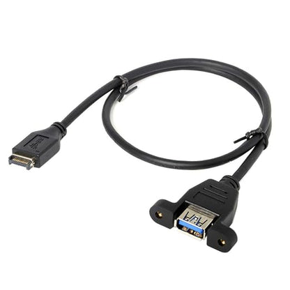 Type-E Male to Type-A Female Panel Mount