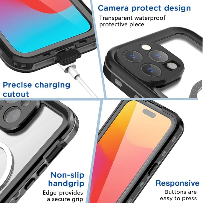 Clear Black Waterproof+Magsafe