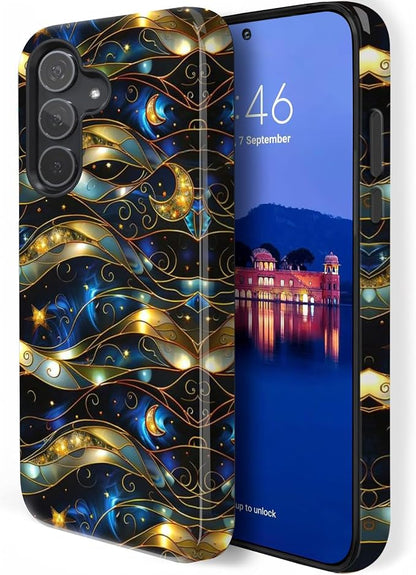 Stained Glass Effect Moon Stars