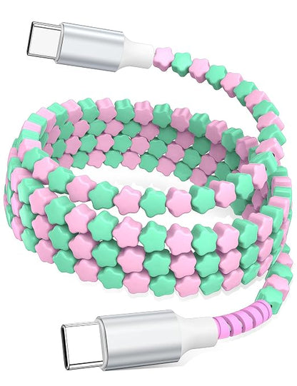 Pink-Green Star Beaded