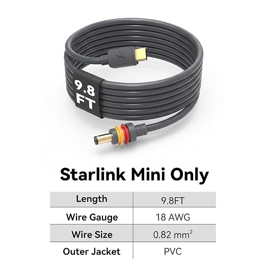 9.8ft Starlink Mini USB C to DC Cable