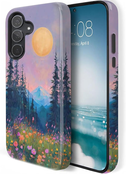 Twilight Mountain Floral Scenery