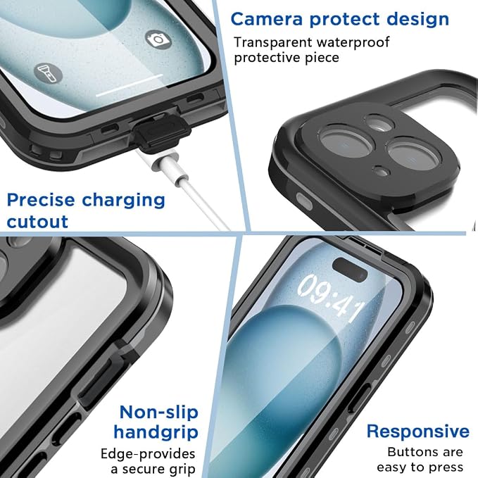 Clear Black Waterproof+Magsafe