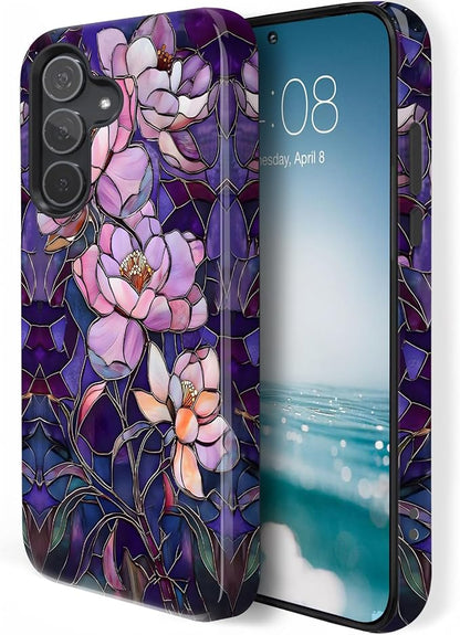 Stained Glass Flower Floral Purple