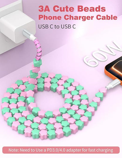 Pink-Green Star Beaded