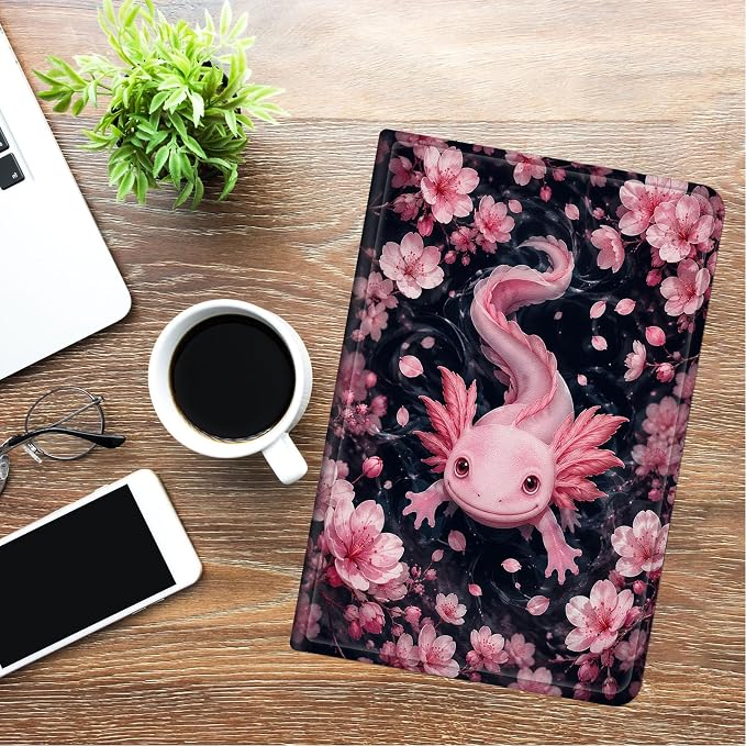 Pink Axolotl & Flowers